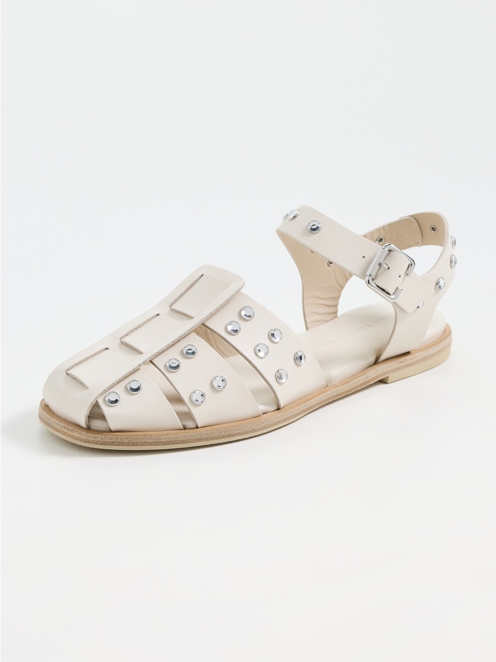 Freda Salvador 10 Sera Fisherman Sandals White Gem Embellishments - Picture 4 of 13